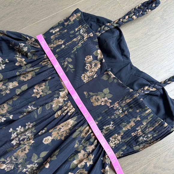 HUTCH Linny Navy Blue Floral Maxi Dress Bustier Gown Braided Strap - Size 8 - Picture 7 of 10